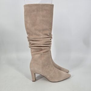 Frankie4 Ava II Fitted Beige Cream Point Toe Suede Boots Size 7 NEW
